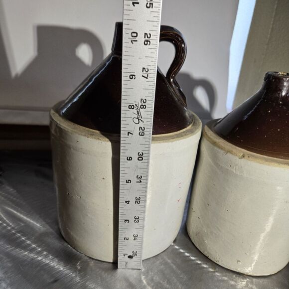 2 Antique Primitive Stoneware Pottery Crock Jug / Whiskey Moon shine - Picture 7 of 9